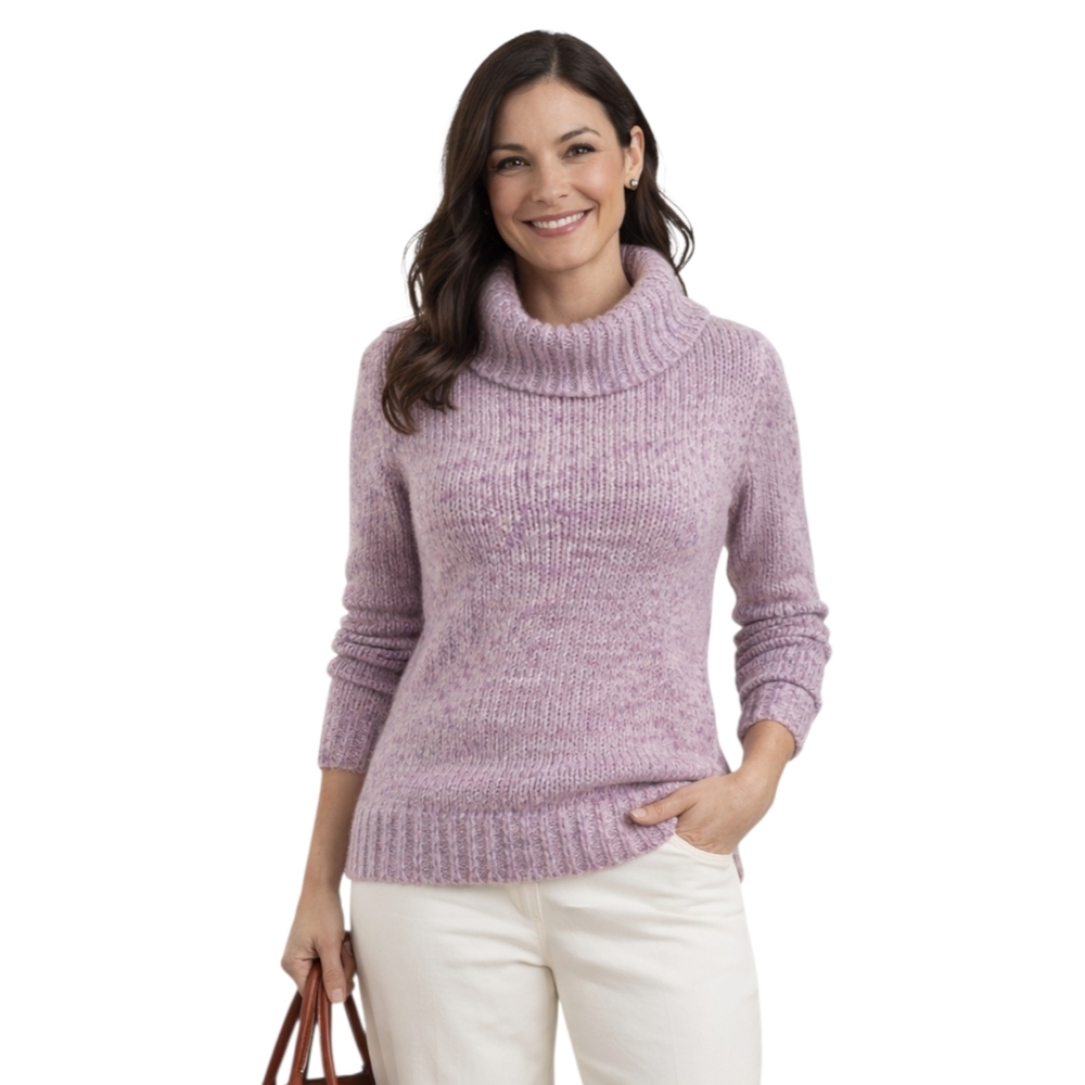 Talbots Lavender Wool Silk Blend Cowl Neck Sweater SP
